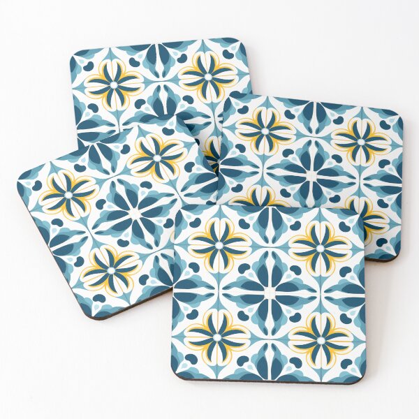 Item preview, Teal & Gold Pinwheel Blossom Seamless Tile Pattern designed and sold by DigitaICraft.