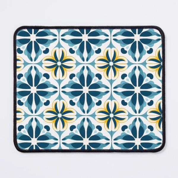 Item preview, Teal & Gold Pinwheel Blossom Seamless Tile Pattern designed and sold by DigitaICraft.