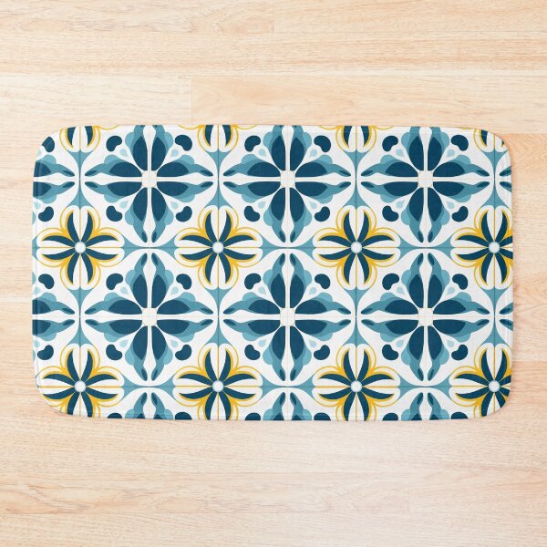Item preview, Teal & Gold Pinwheel Blossom Seamless Tile Pattern designed and sold by DigitaICraft.