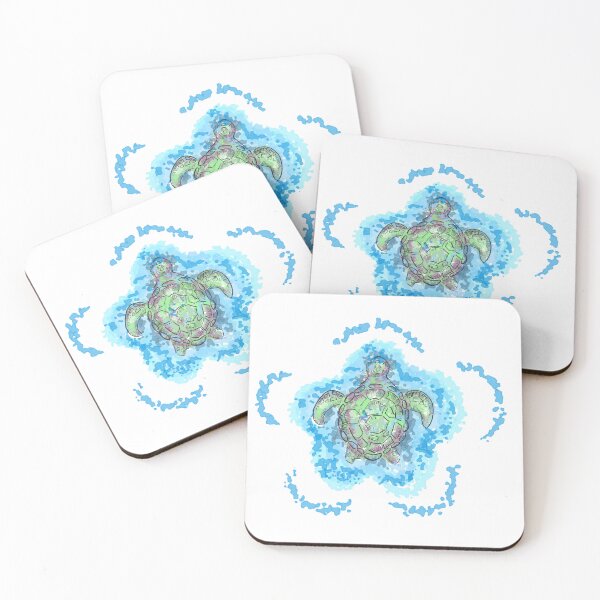 Item preview, Aesthetic Sea Turtle Watercolor Mandala Black Background Design designed and sold by blue witch art.