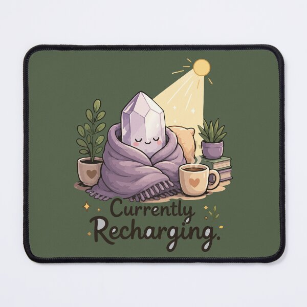 Item preview, Currently Recharging Cozy Crystal Sticker for Crystal Lovers & Introverts designed and sold by SimplePoDesign.