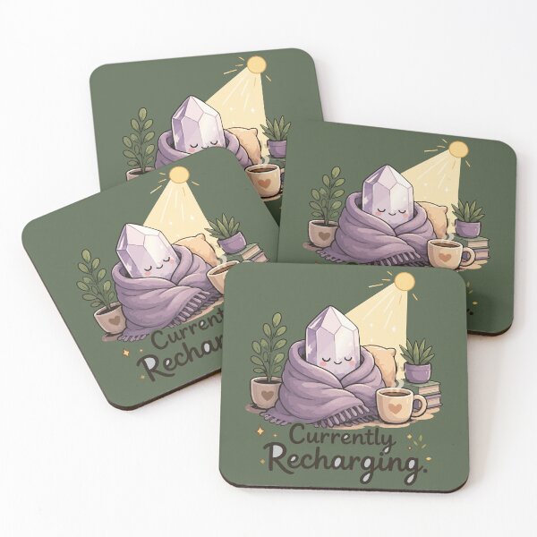 Item preview, Currently Recharging Cozy Crystal Sticker for Crystal Lovers & Introverts designed and sold by SimplePoDesign.