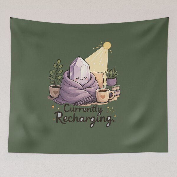 Item preview, Currently Recharging Cozy Crystal Sticker for Crystal Lovers & Introverts designed and sold by SimplePoDesign.