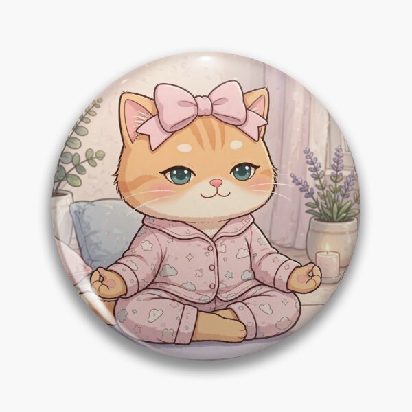 Item preview, Cute Meditating Kawaii Cat Illustration designed and sold by Moody Vibes Studio.