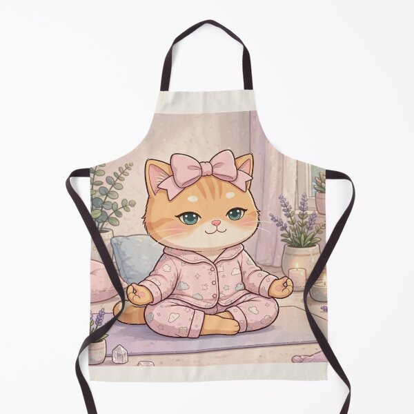 Item preview, Cute Meditating Kawaii Cat Illustration designed and sold by Moody Vibes Studio.