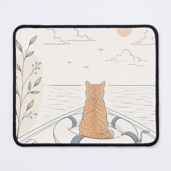 Item preview, Peaceful Cat by the Sea | Minimalist Coastal Wall Art designed and sold by dreamybyana.