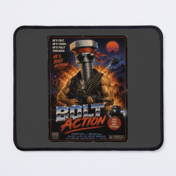 Item preview, Bolt Action Funny Retro 80s Action Movie Hardware Parody designed and sold by Hornace88studio.