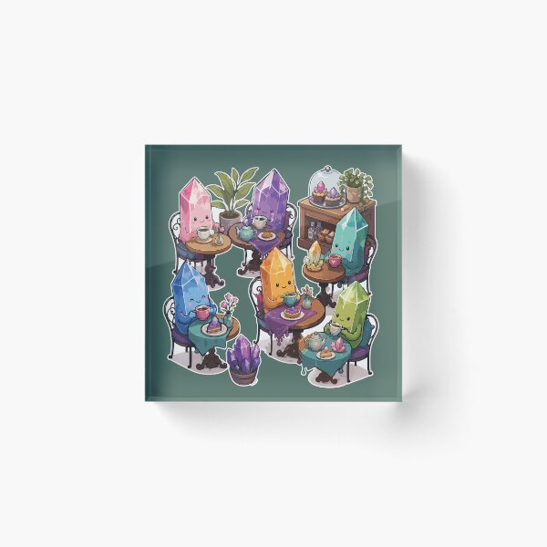 Item preview, Crystal Coffee Club Cute Sticker Set for Crystal Lovers, Rock Collectors & Cozy Café Fans designed and sold by SimplePoDesign.