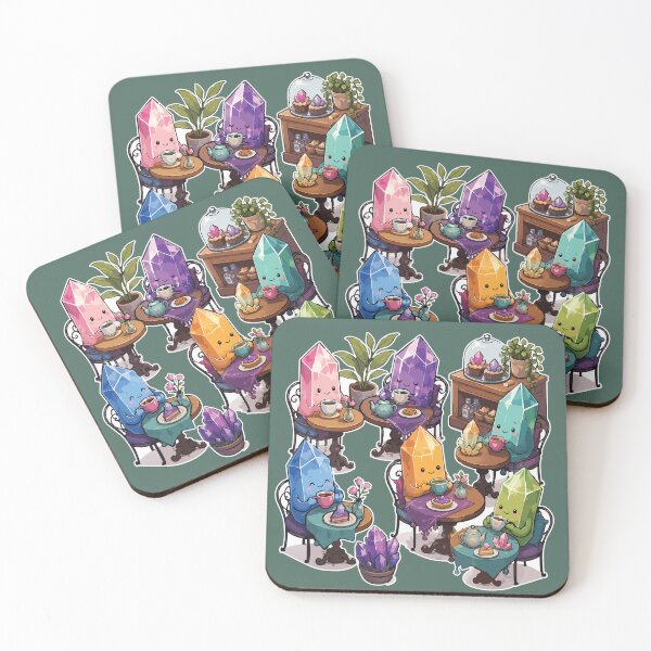 Item preview, Crystal Coffee Club Cute Sticker Set for Crystal Lovers, Rock Collectors & Cozy Café Fans designed and sold by SimplePoDesign.