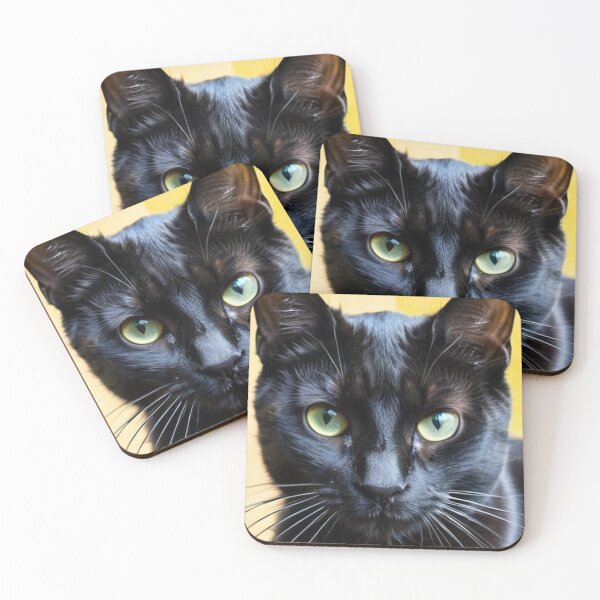 Item preview, Animals - Black Cat with Green Eyes, Mysterious and Captivating Gaze designed and sold by World-Pets.