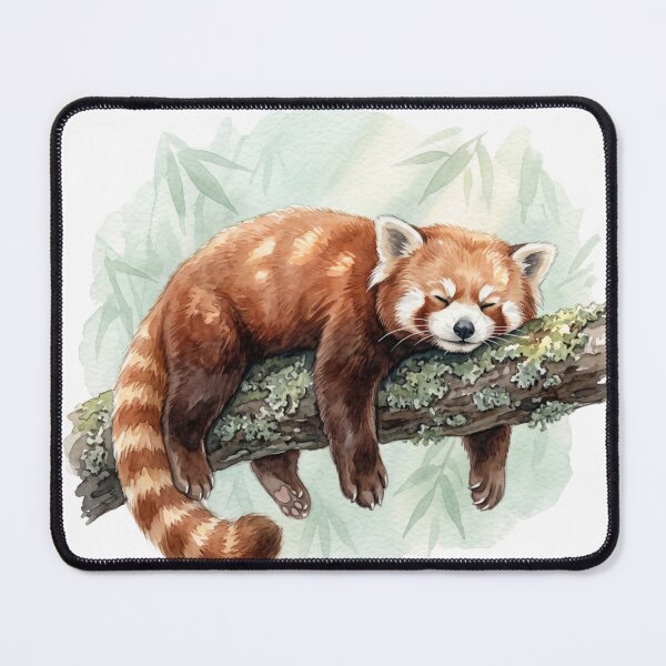 Item preview, Relaxed Red Panda Sprawling on Lichen Branch Watercolor designed and sold by 0Zetgest.