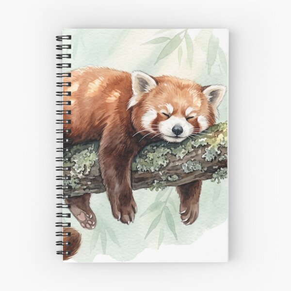 Item preview, Relaxed Red Panda Sprawling on Lichen Branch Watercolor designed and sold by 0Zetgest.