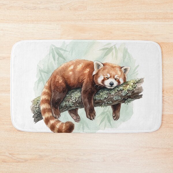 Item preview, Relaxed Red Panda Sprawling on Lichen Branch Watercolor designed and sold by 0Zetgest.