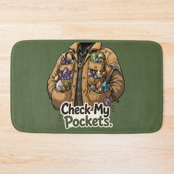 Item preview, Check My Pockets Funny Rockhound Sticker for Crystal Collectors & Geology Lovers designed and sold by SimplePoDesign.