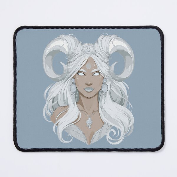 Item preview, Moon Goddess Ram Horn Fantasy Portrait designed and sold by MythicMood.