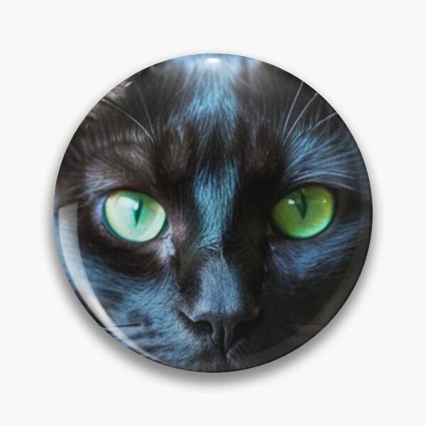 Item preview, Animals - Black Cat with Hypnotic Gaze, Feline Portrait with Piercing Green Eyes designed and sold by World-Pets.