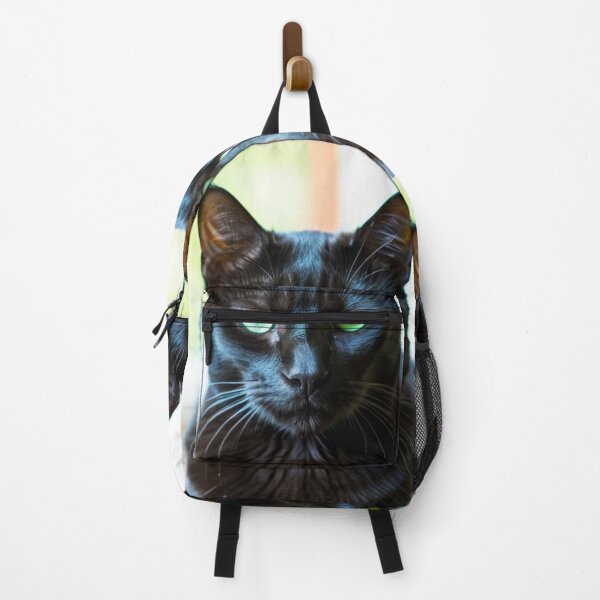 Item preview, Animals - Black Cat with Hypnotic Gaze, Feline Portrait with Piercing Green Eyes designed and sold by World-Pets.