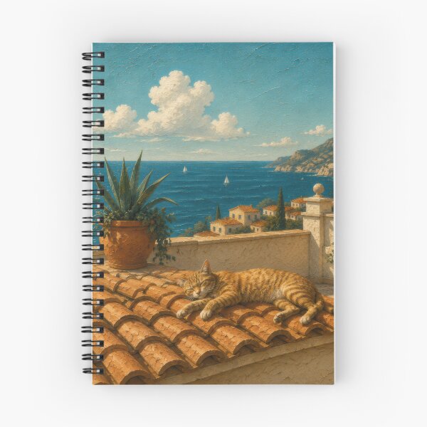 Item preview, Cats Relaxing on Mediterranean Terrace designed and sold by Andy Gambino Art.