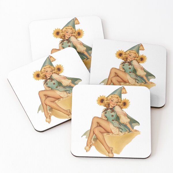 Item preview, Vintage Sunshine Pin-Up Girl | Original Retro Sunflower Illustration designed and sold by Cosplayvintage.