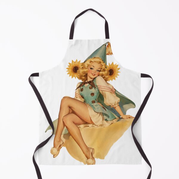 Item preview, Vintage Sunshine Pin-Up Girl | Original Retro Sunflower Illustration designed and sold by Cosplayvintage.