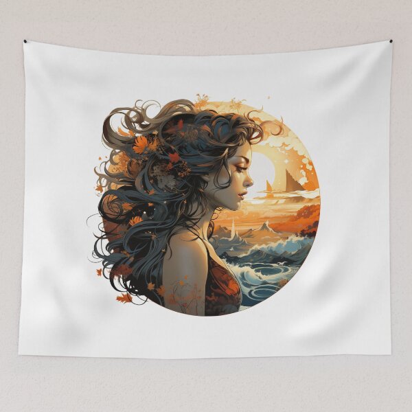 Item preview, Autumn Moon Goddess – Fantasy Ocean Dreamscape designed and sold by Mysterium AI.