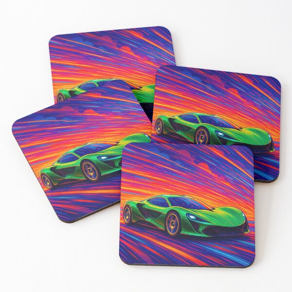 Item preview, Green Hypercar Sonic Boom - Abstract Neon Speed Art designed and sold by Nexus Space.