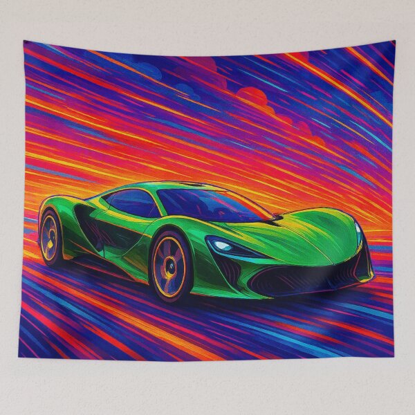 Item preview, Green Hypercar Sonic Boom - Abstract Neon Speed Art designed and sold by Nexus Space.