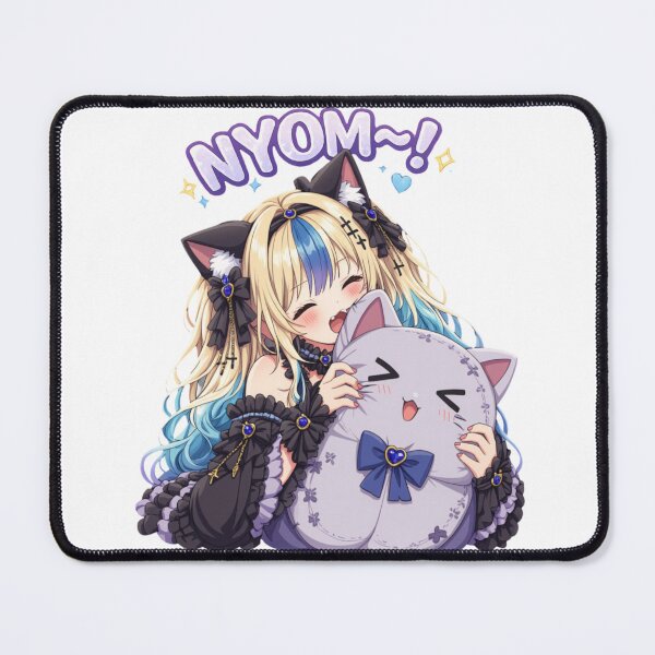 Item preview, NYOM! Cute Kawaii Anime Cat Girl Biting Her Plushie designed and sold by Revyra Design .