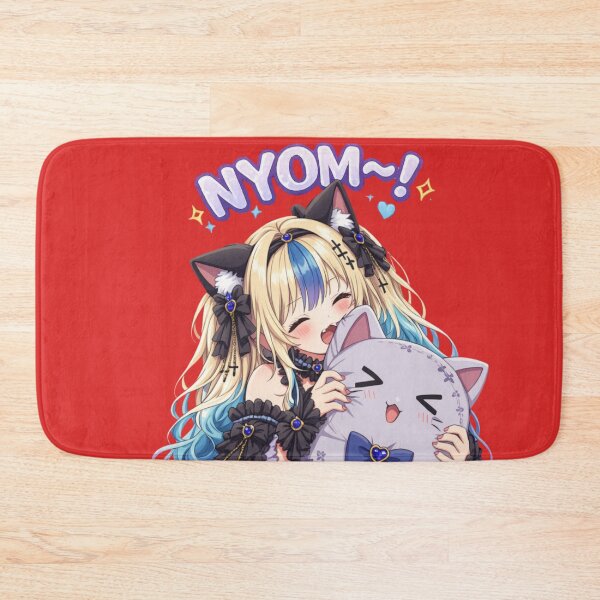 Item preview, NYOM! Cute Kawaii Anime Cat Girl Biting Her Plushie designed and sold by Revyra.