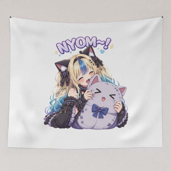Item preview, NYOM! Cute Kawaii Anime Cat Girl Biting Her Plushie designed and sold by Revyra.