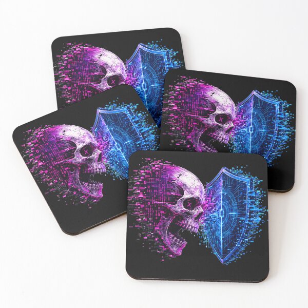 Item preview,  Adversarial Glitched Binary Conflict - Skull vs Shield Digital Art designed and sold by Uglyandcute.