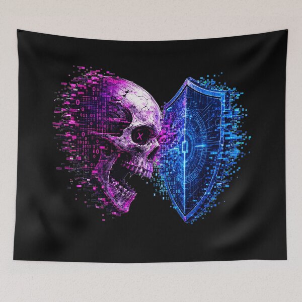 Item preview,  Adversarial Glitched Binary Conflict - Skull vs Shield Digital Art designed and sold by Uglyandcute.