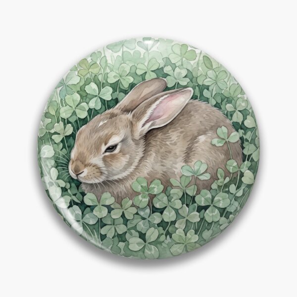 Item preview, Safe Bunny Hideaway Nestled in Dense Green Clover Watercolor designed and sold by 0Zetgest.
