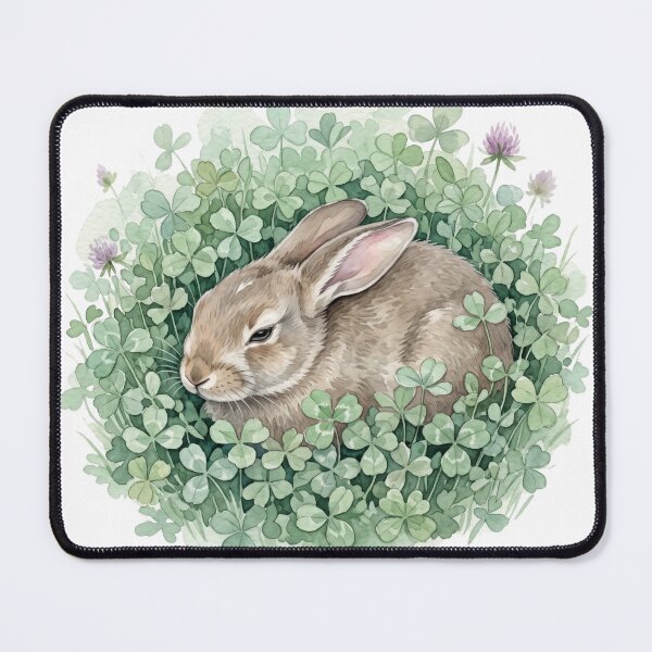 Item preview, Safe Bunny Hideaway Nestled in Dense Green Clover Watercolor designed and sold by 0Zetgest.