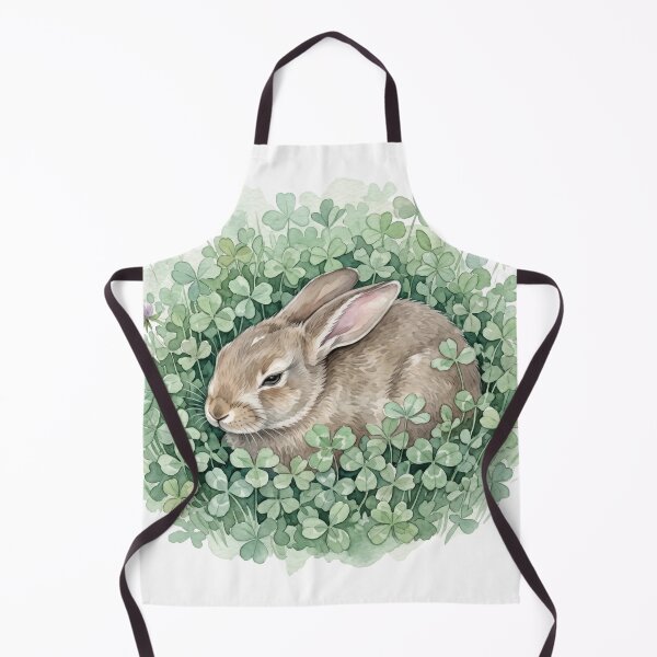 Item preview, Safe Bunny Hideaway Nestled in Dense Green Clover Watercolor designed and sold by 0Zetgest.