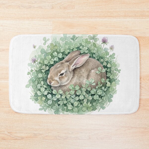Item preview, Safe Bunny Hideaway Nestled in Dense Green Clover Watercolor designed and sold by 0Zetgest.