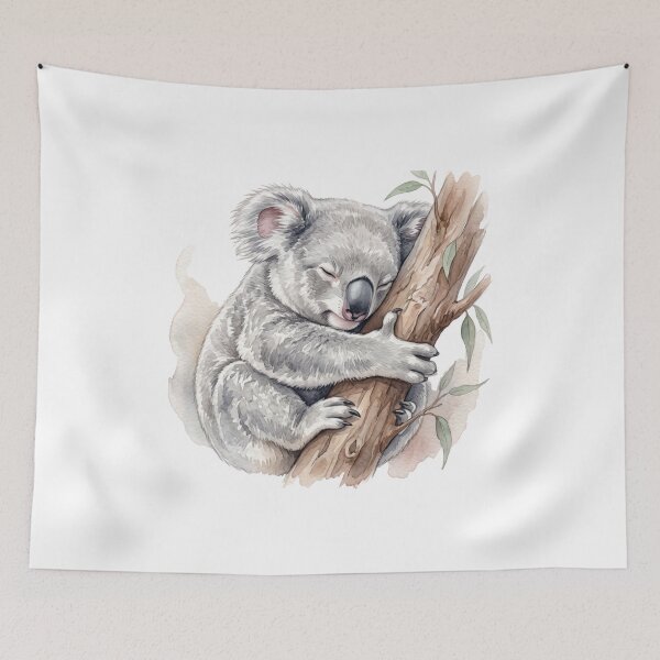 Item preview, Deeply Sleeping Watercolor Koala Hugging Eucalyptus Branch designed and sold by 0Zetgest.