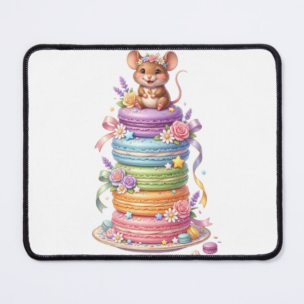 Item preview, Smiling mouse on rainbow macarons designed and sold by kidoramagic.