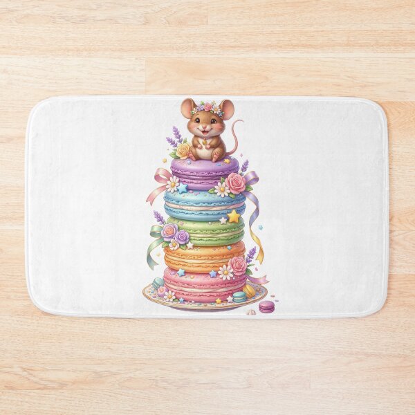 Item preview, Smiling mouse on rainbow macarons designed and sold by kidoramagic.
