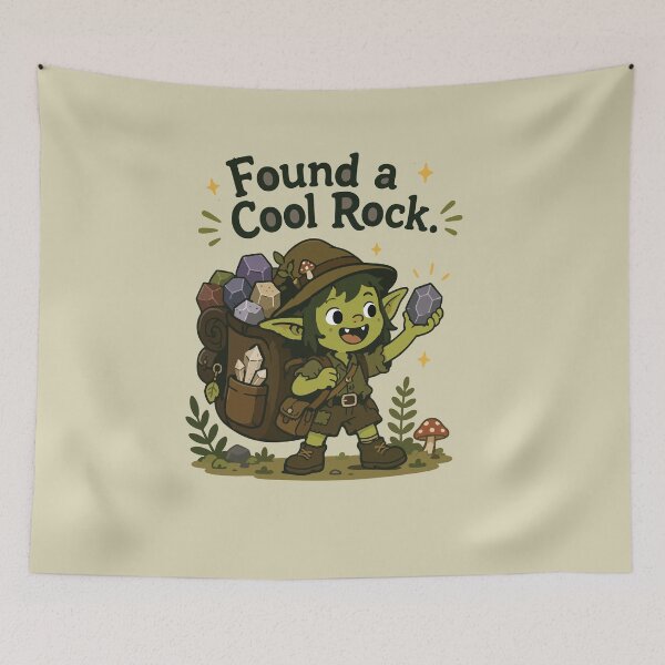 Item preview, Found a Cool Rock Funny Goblin Rockhound Sticker Cute Geology Crystal Collector Gift designed and sold by SimplePoDesign.