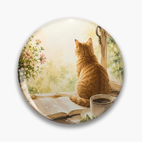 Item preview, Cozy Watercolor Cat at Window with Book designed and sold by Moodprint5.