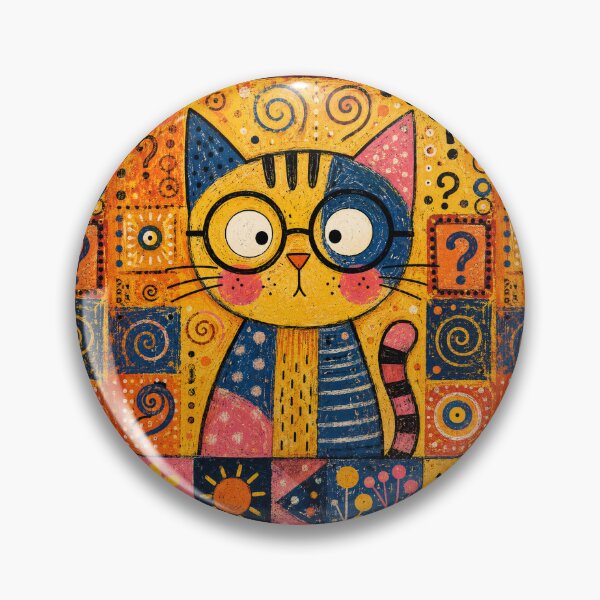 Item preview, Whimsical Folk Art Curious Cat designed and sold by Rohan132.