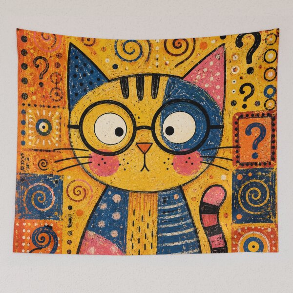 Item preview, Whimsical Folk Art Curious Cat designed and sold by Rohan132.