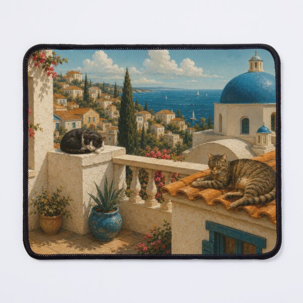 Item preview, Cats on a Greek Terrace designed and sold by Andy Gambino Art.