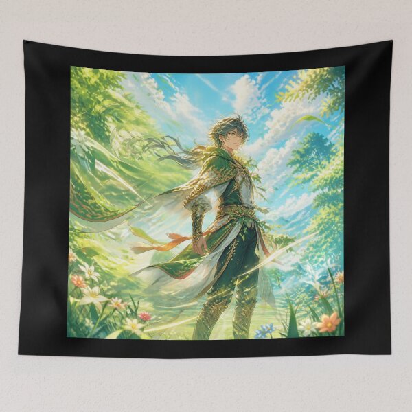 Item preview, Fantasy Forest Guardian Anime Nature Art | Magical Green Warrior | Dreamy Woodland Adventure Illustration designed and sold by DervoTeck2767.