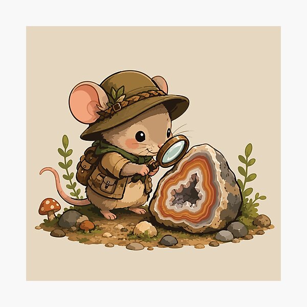 Item preview, Cute Rockhound Mouse Sticker Geology Explorer Mouse Agate Crystal Collector Gift designed and sold by SimplePoDesign.