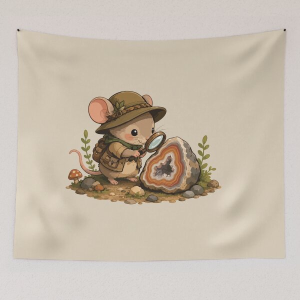 Item preview, Cute Rockhound Mouse Sticker Geology Explorer Mouse Agate Crystal Collector Gift designed and sold by SimplePoDesign.