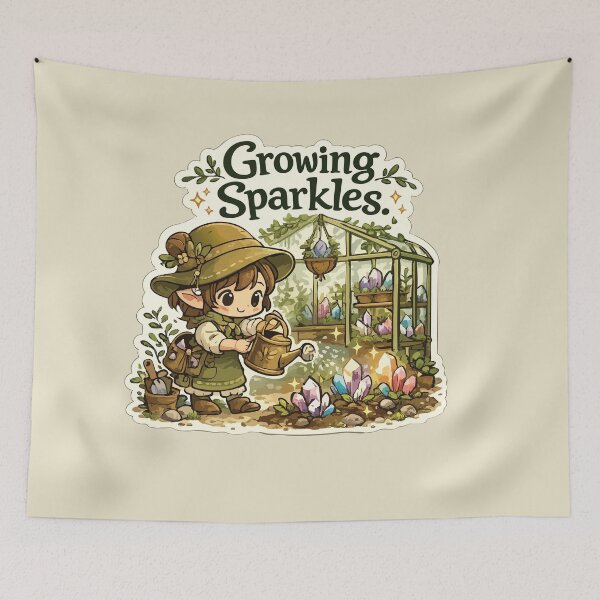 Item preview, Growing Sparkles Cute Crystal Greenhouse Sticker Rockhound Gardening Geology Gift designed and sold by SimplePoDesign.