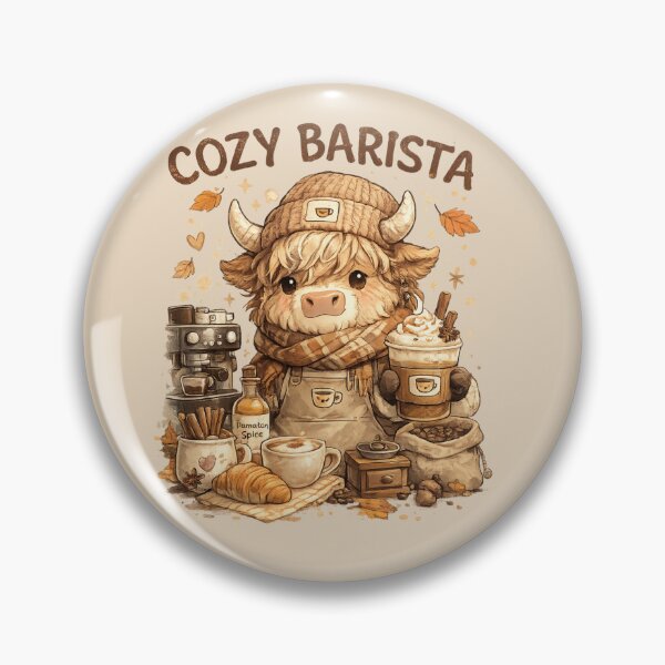 Item preview, Cozy Barista Highland Cow designed and sold by HapaHara.