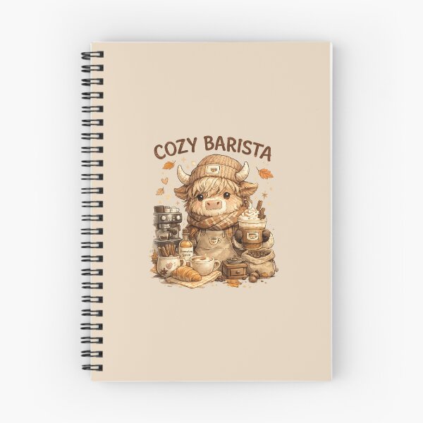Item preview, Cozy Barista Highland Cow designed and sold by HapaHara.